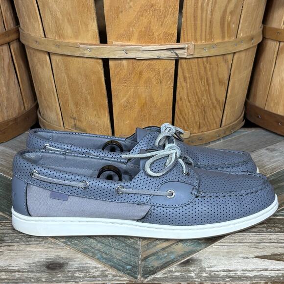 Sperry Shoes - Sperry Coastfish 2-Eye Gray Perforated Leather Lace-Up Boat Shoes Womens Size 10